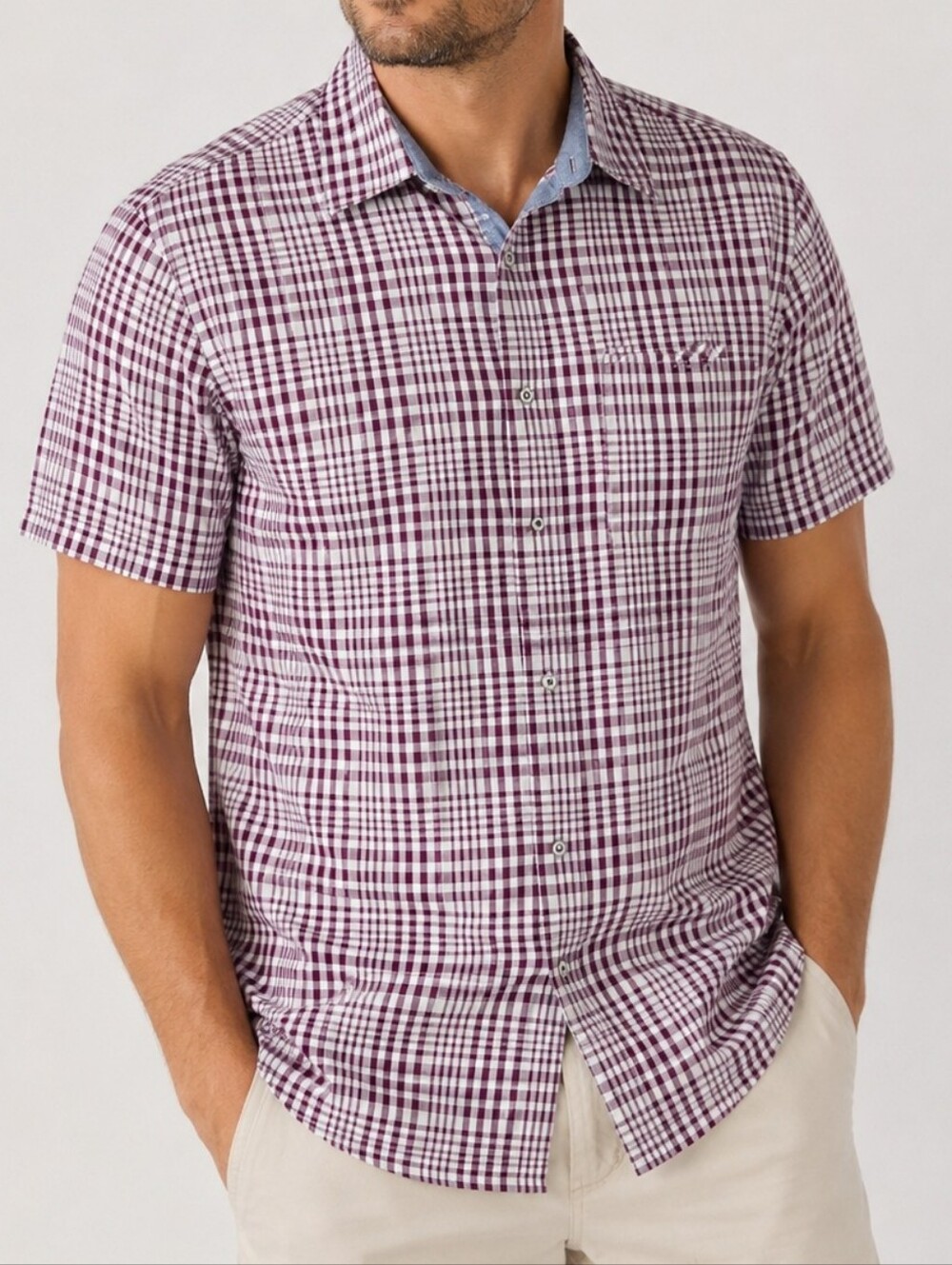 Tommy Bahama Shirt Men Red White Plaid Island Modern Fit Short Sleeve - Size XL